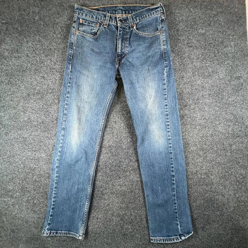 Levi's 505 Straight Jeans Mens 30x30.5 Blue Medium Wash Denim Stretch Mid Rise